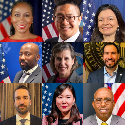 Grid of photos showing FAS foreign service officers