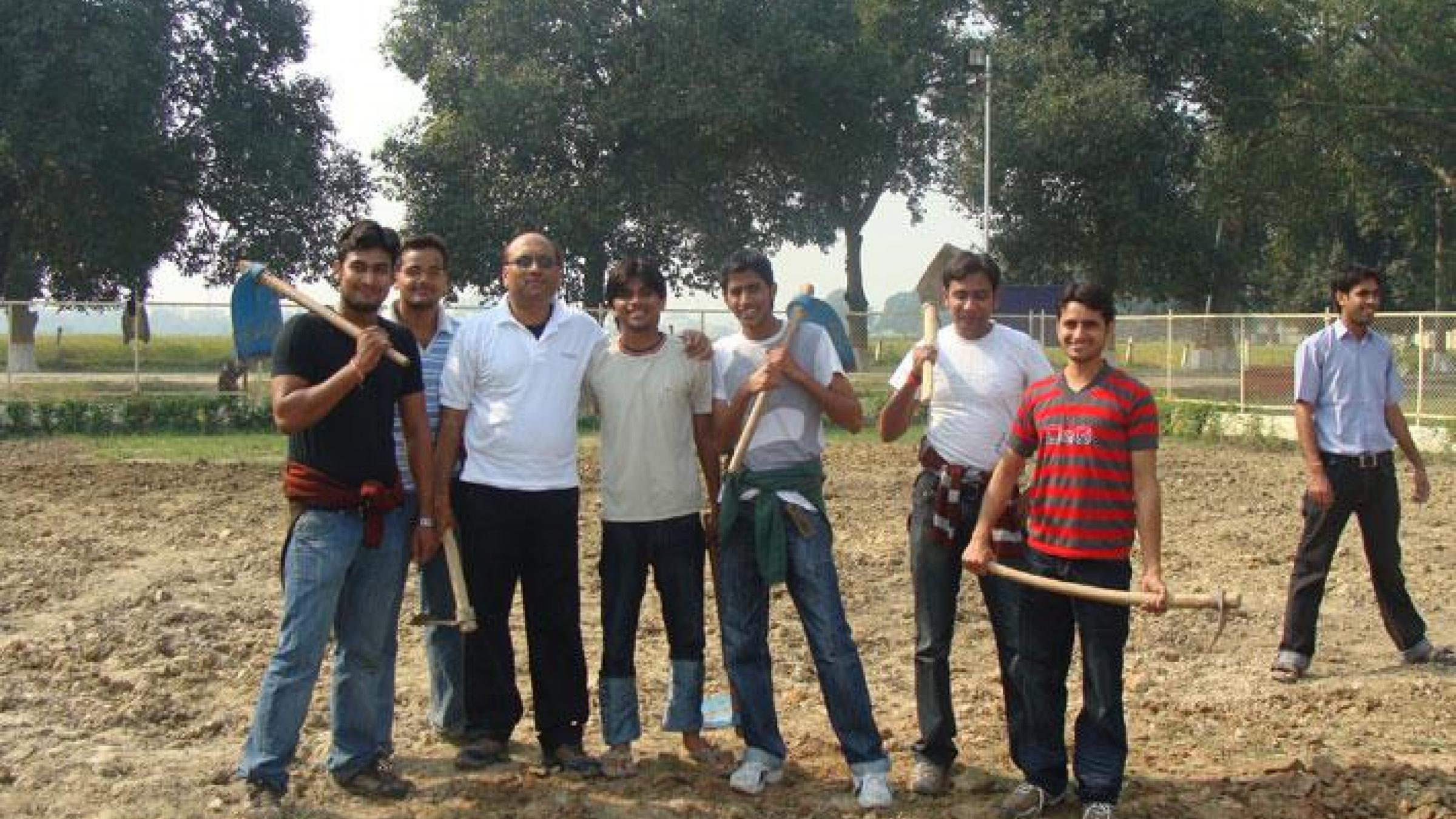 Dr. Alok Jha (third from left) with his students breaking ground for the new food science technology center Banaras Hindu University (BHU) in Uttar Pradesh, India. Dr. Alok Jha (third from left) with his students breaking ground for the new food science technology center Banaras Hindu University (BHU) in Uttar Pradesh, India.
