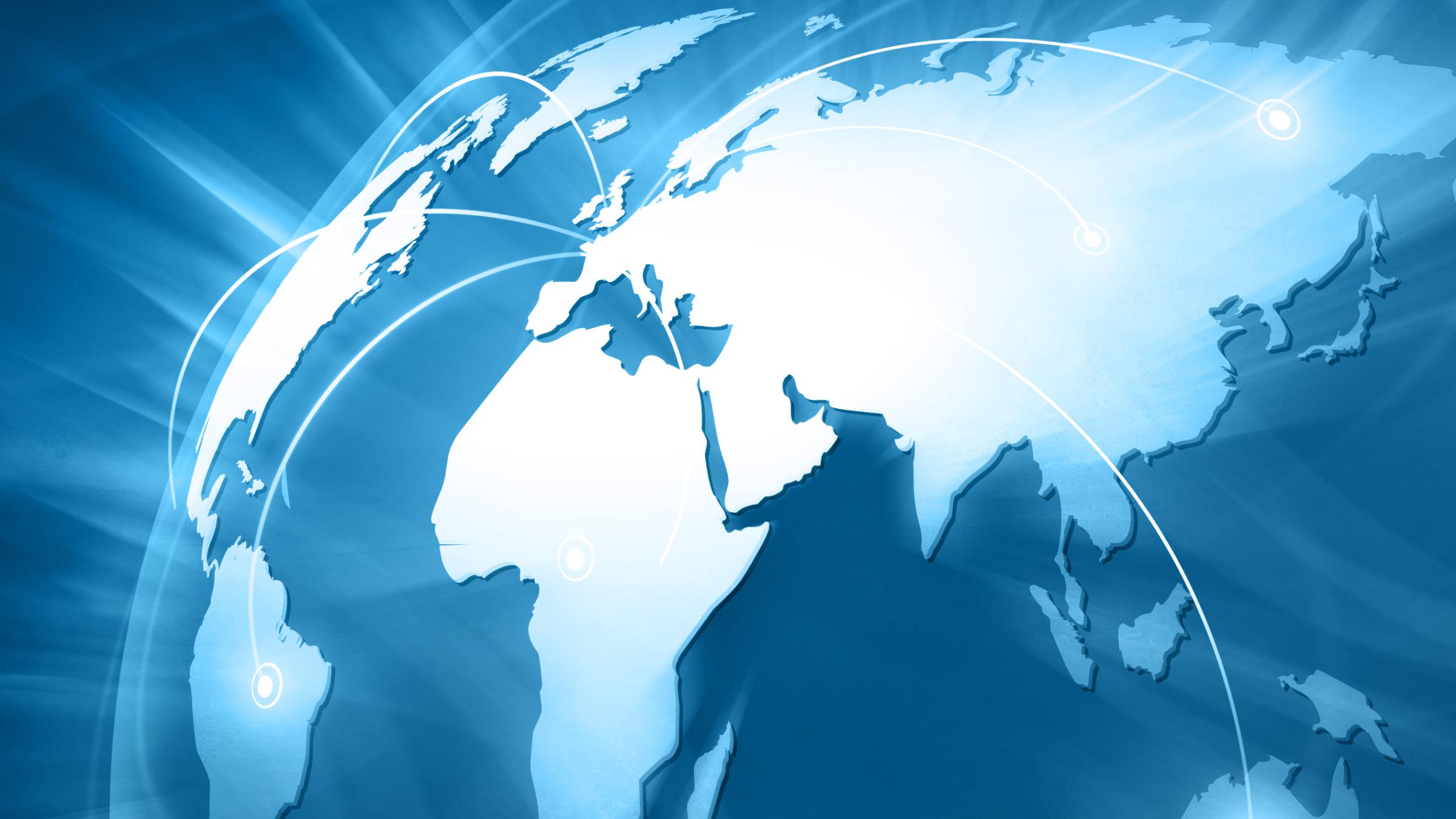 Blue and white futuristic image of the globe