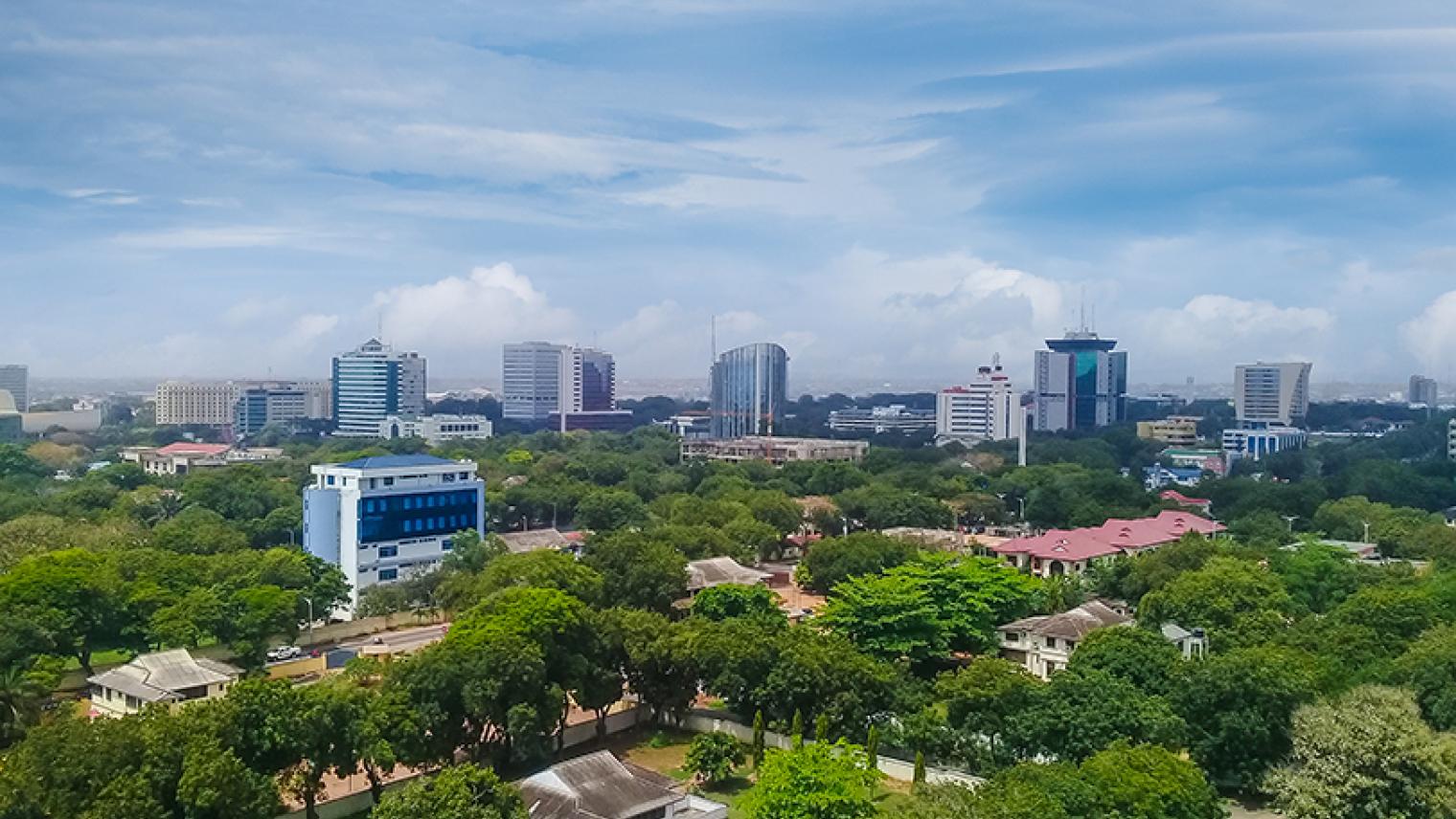 Cityscape of Accra, Ghana.