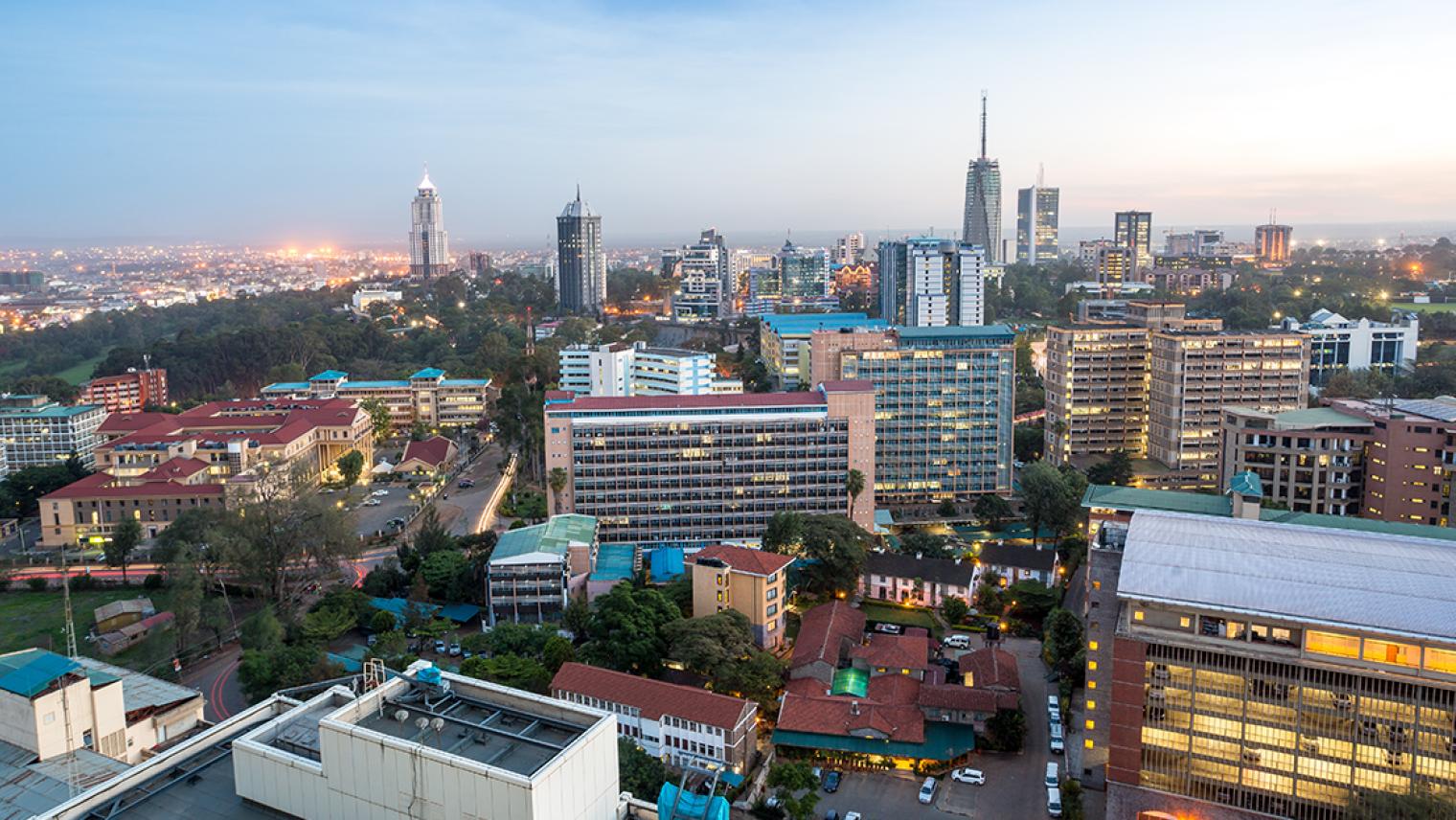 Photo of the Nairobi, Kenya skyline in the late afternoon