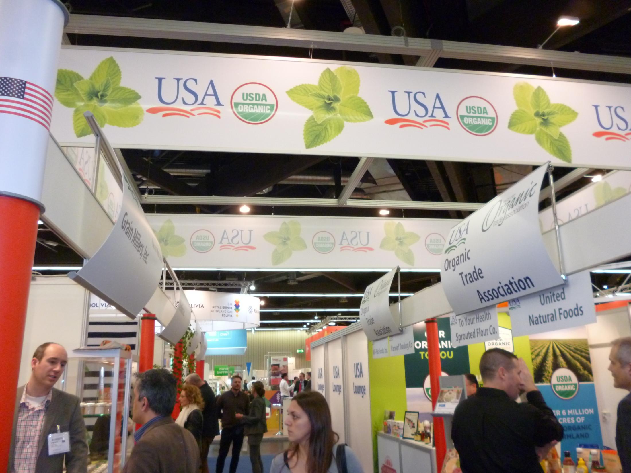 Buyers from around the world browse the USA Pavilion at BIOFACH 2017, the world’s largest organic trade show. Buyers from around the world browse the USA Pavilion at BIOFACH 2017, the world’s largest organic trade show.