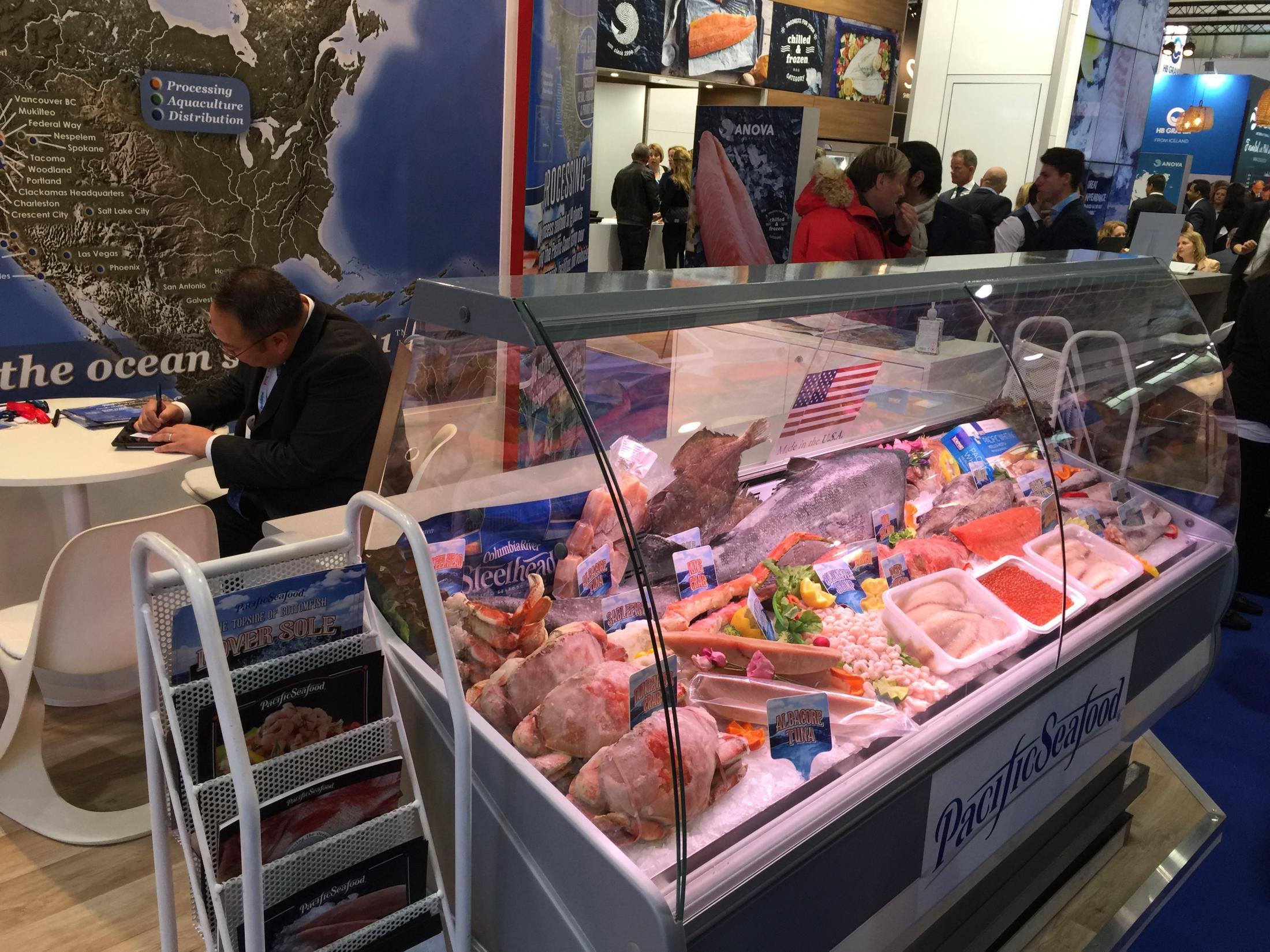 U.S. exhibitors at the Seafood Expo Global in Brussels, Belgium, showcase a great variety of U.S. seafood to attract buyers and reel in record-high sales. U.S. exhibitors at the Seafood Expo Global in Brussels, Belgium, showcase a great variety of U.S. seafood to attract buyers and reel in record-high sales.