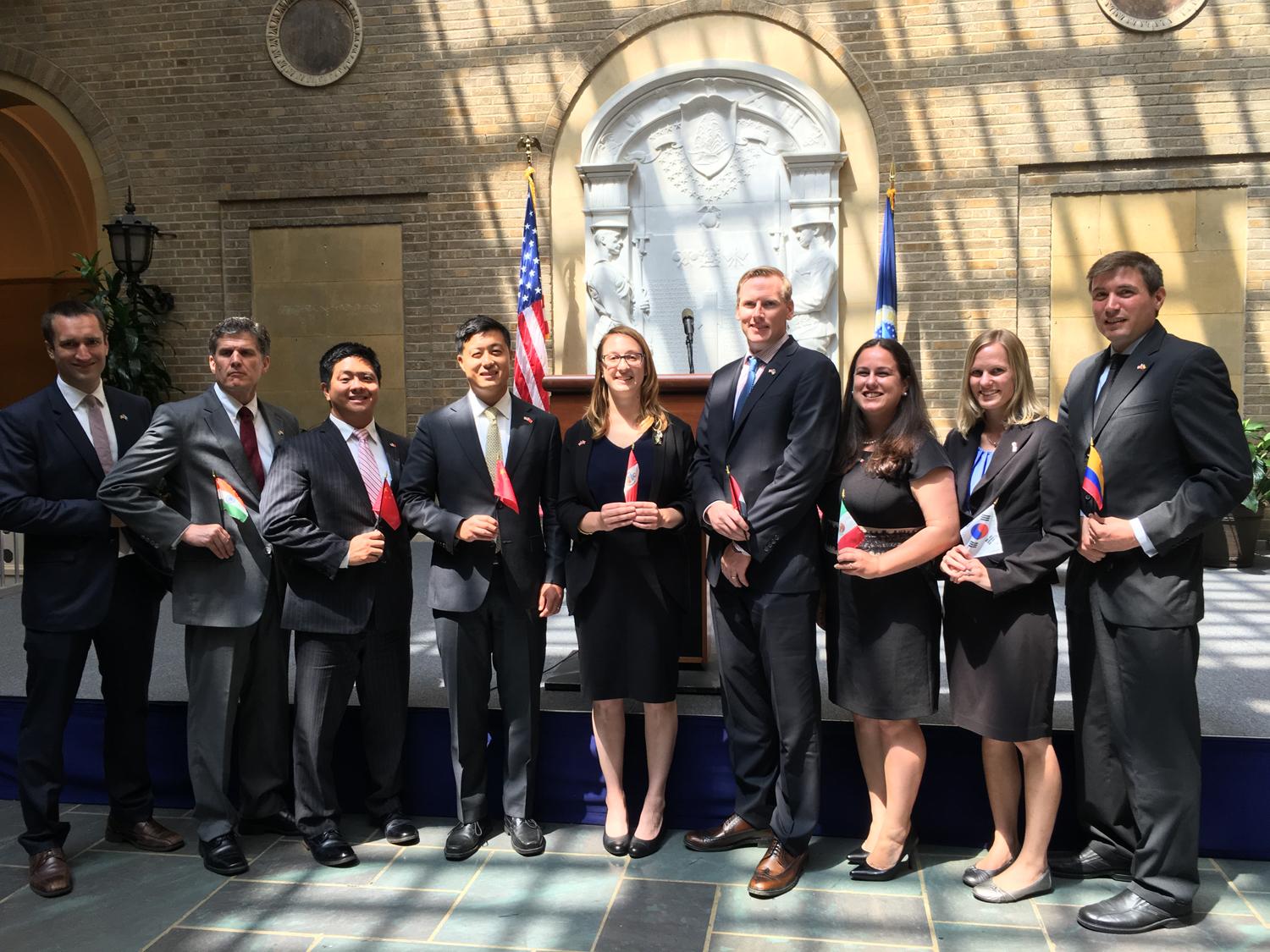 Ten employees of the U.S. Department of Agriculture’s (USDA) Foreign Agricultural Service (FAS) were sworn in as Foreign Service Officers today during a ceremony at USDA headquarters in Washington. Ten employees of the U.S. Department of Agriculture’s (USDA) Foreign Agricultural Service (FAS) were sworn in as Foreign Service Officers today during a ceremony at USDA headquarters in Washington.