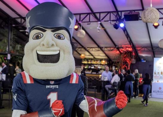 The Patriots’ mascot at the USDA All-American Tailgate Trade Showcase.